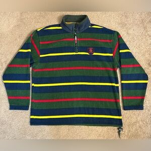 Vintage Tommy Hilfiger 1/4 Zip Sweater Pullover 1990s Striped Multicolor Large